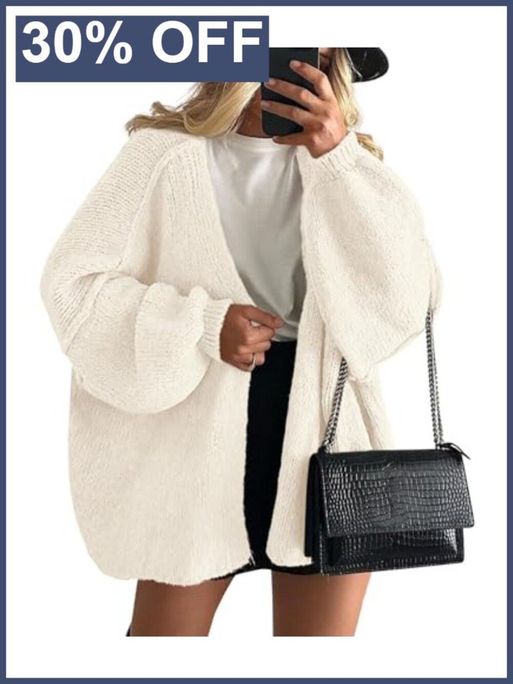 Oversized Open Front Cardigan Slouchy Knit Long Sleeve Sweater